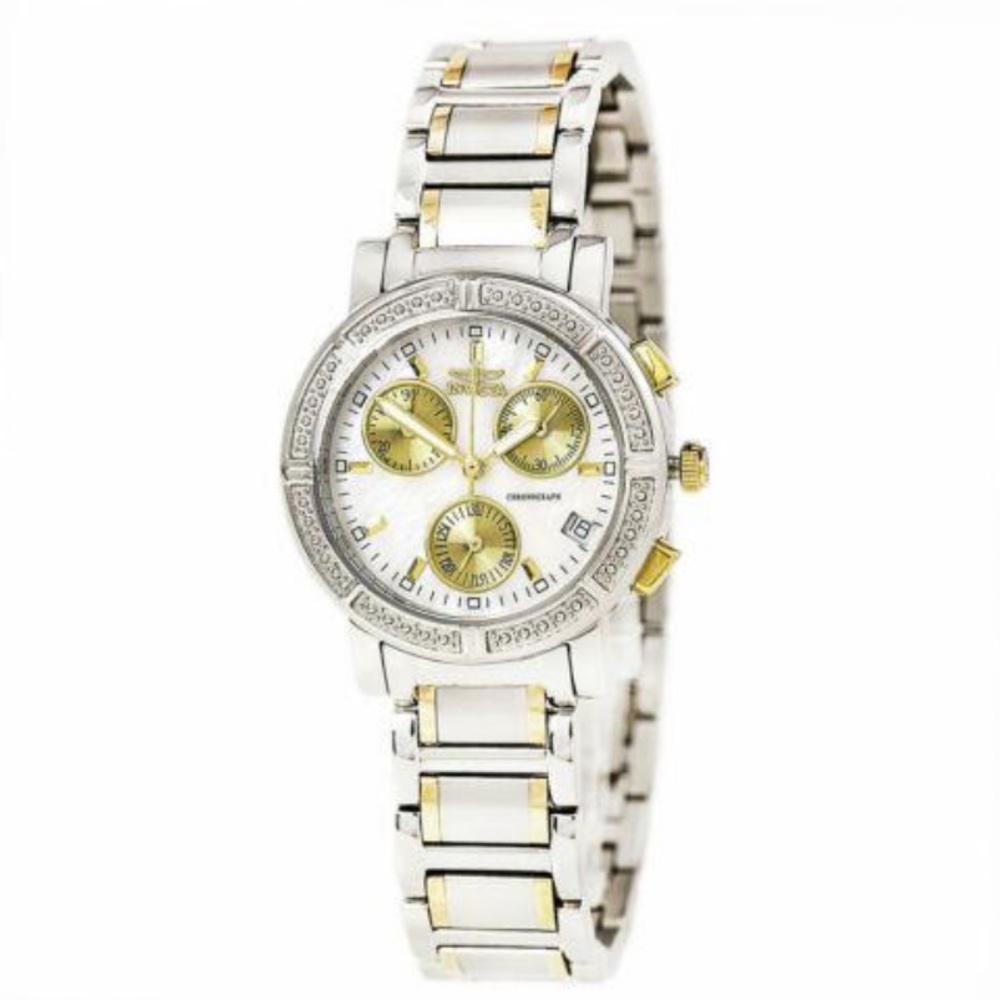 Invicta Women`s Gold Tone Dial Two Tone Bracelet Watch